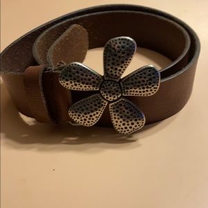 Silpada brown belt flower buckle